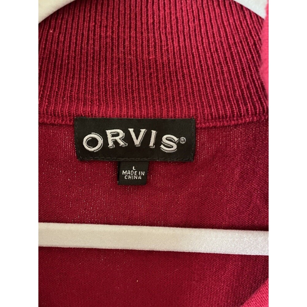 Orvis Sweater Mens Size Large Red 1/4 Zip Silk Cashmere Blend Long Sleeve - Picture 3 of 7